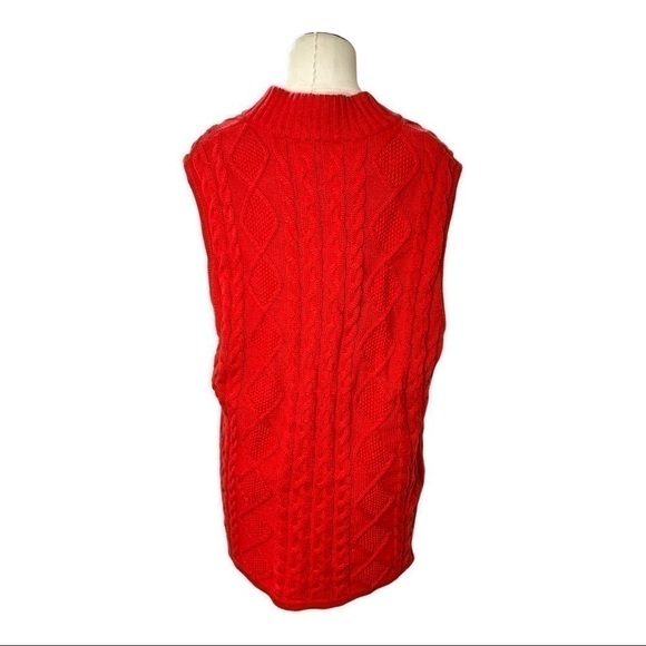 Tabi Red Cable Knit Zip up Sweater Vest 100% Cotton Relax Fit Sz XL - Picture 4 of 13